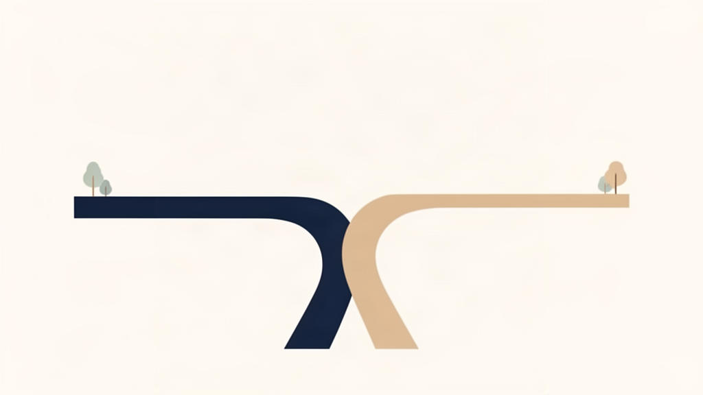 Two paths splitting from one point, one short and one long